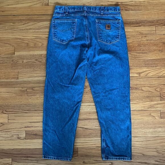 CARHARTT RELAXED FIT MEN'S DENIM BLUE JEANS MEDIUM WASH | SIZE 36 X 30 - Picture 6 of 9